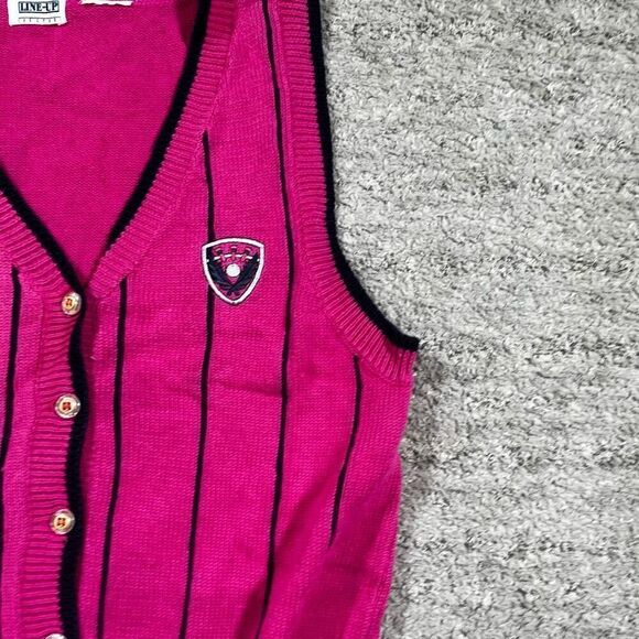 Vintage 90s Line Up Golf Striped Knit Womens Sweater Vest - Picture 3 of 7